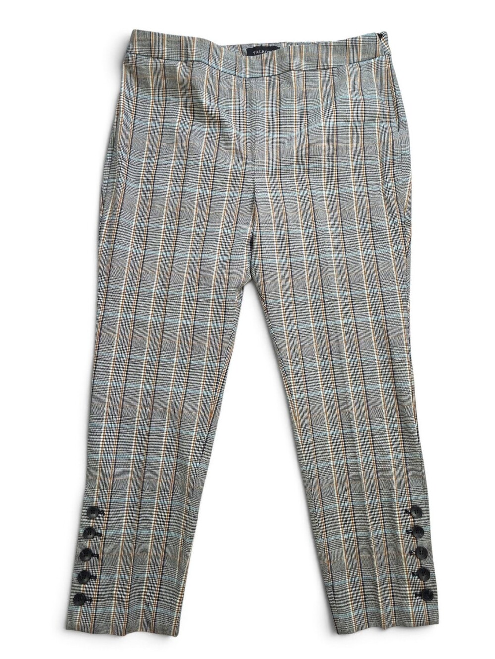 Talbots Chatham Ankle Pants Women 12P Glen Plaid Check Stretch Button Hem NWOT